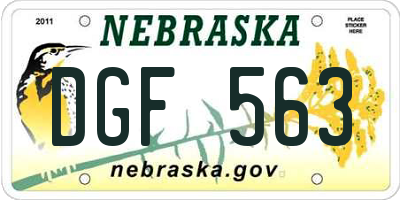 NE license plate DGF563