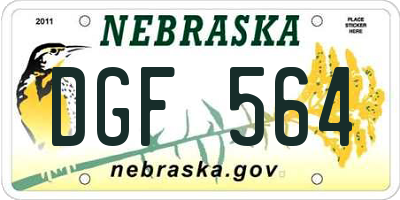 NE license plate DGF564