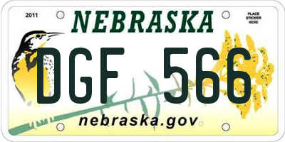 NE license plate DGF566