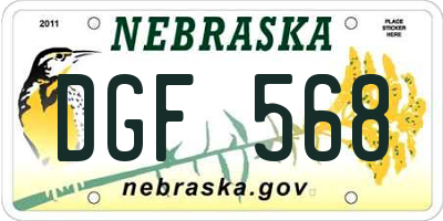 NE license plate DGF568
