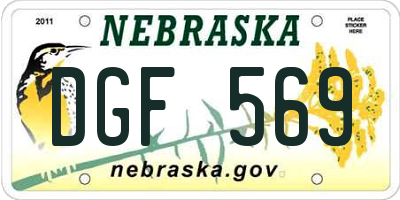 NE license plate DGF569