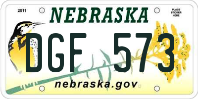 NE license plate DGF573