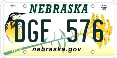 NE license plate DGF576