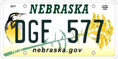 NE license plate DGF577