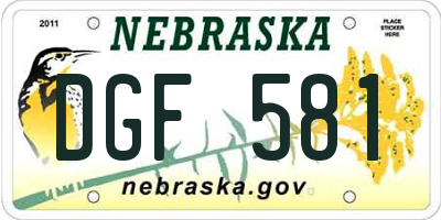 NE license plate DGF581