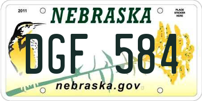 NE license plate DGF584