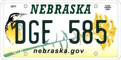 NE license plate DGF585