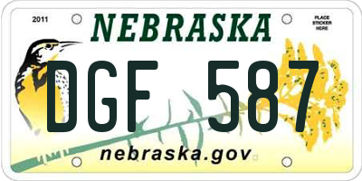 NE license plate DGF587
