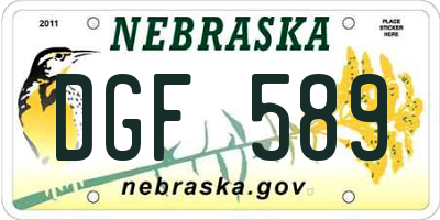 NE license plate DGF589