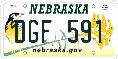 NE license plate DGF591
