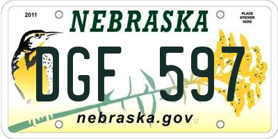 NE license plate DGF597