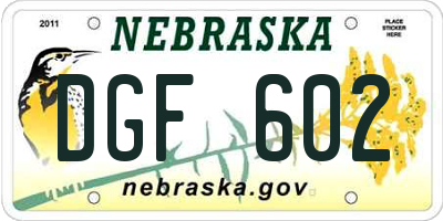 NE license plate DGF602