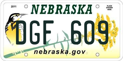 NE license plate DGF609