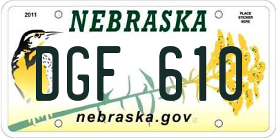 NE license plate DGF610