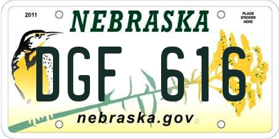 NE license plate DGF616