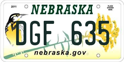 NE license plate DGF635