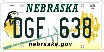NE license plate DGF638