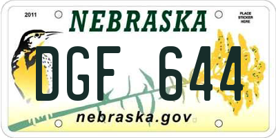 NE license plate DGF644