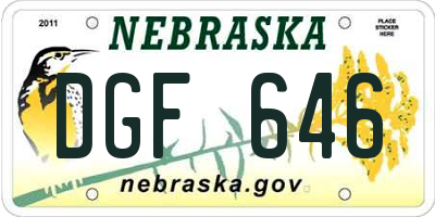 NE license plate DGF646
