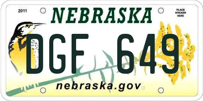 NE license plate DGF649