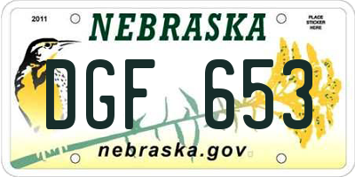 NE license plate DGF653
