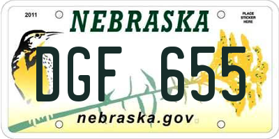 NE license plate DGF655