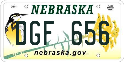 NE license plate DGF656