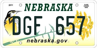 NE license plate DGF657