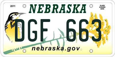 NE license plate DGF663