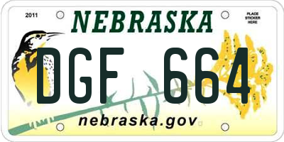 NE license plate DGF664