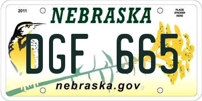 NE license plate DGF665