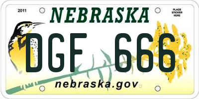 NE license plate DGF666