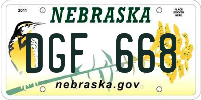 NE license plate DGF668