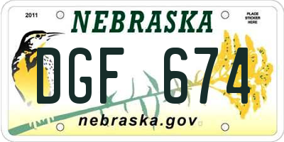 NE license plate DGF674