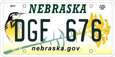 NE license plate DGF676