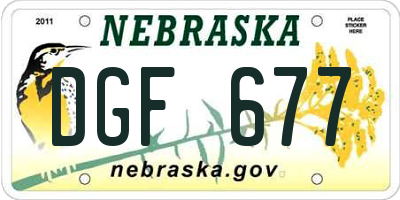 NE license plate DGF677