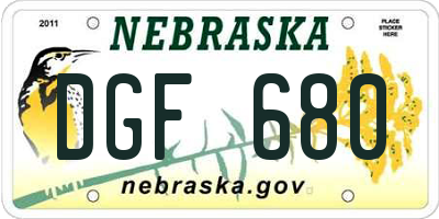 NE license plate DGF680