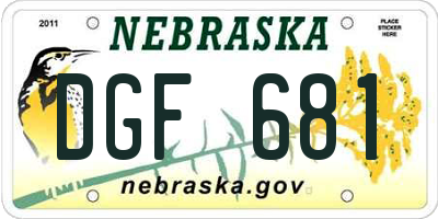 NE license plate DGF681