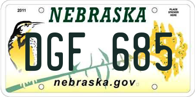 NE license plate DGF685