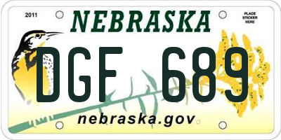 NE license plate DGF689