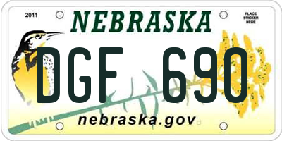 NE license plate DGF690