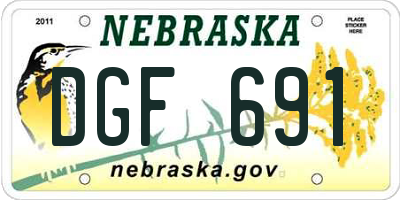 NE license plate DGF691