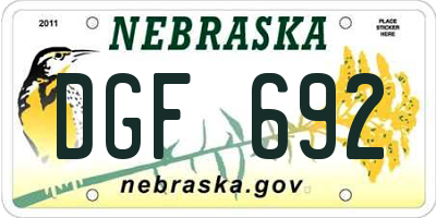 NE license plate DGF692