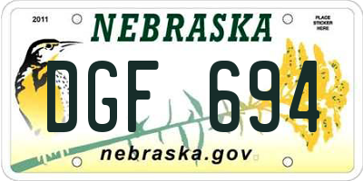 NE license plate DGF694