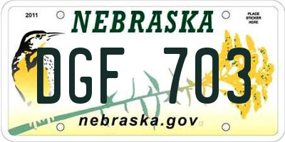 NE license plate DGF703