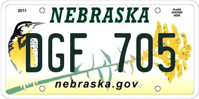 NE license plate DGF705