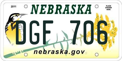 NE license plate DGF706