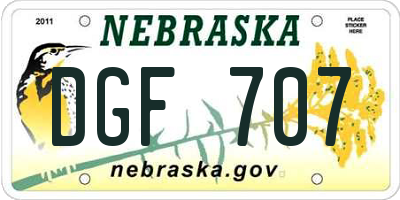 NE license plate DGF707
