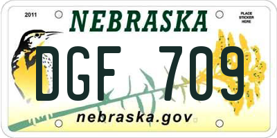 NE license plate DGF709