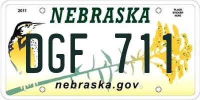 NE license plate DGF711